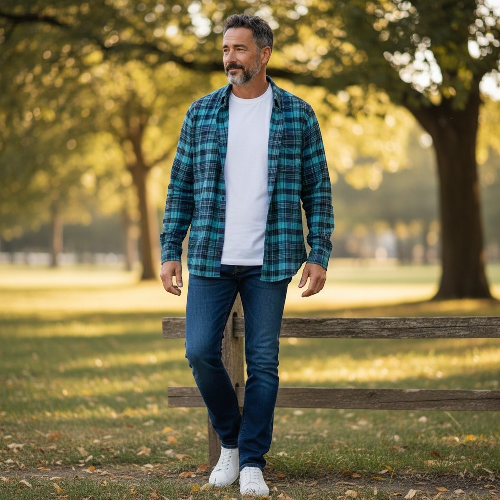 Aeropostale Shirt Mens M Teal Blue Plaid Long Sleeve Cotton Button Down - Picture 4 of 11